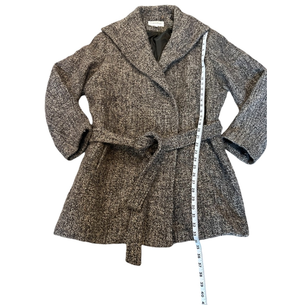 Calvin Klein Charcoal Belted Pea Coat - Picture 7 of 9